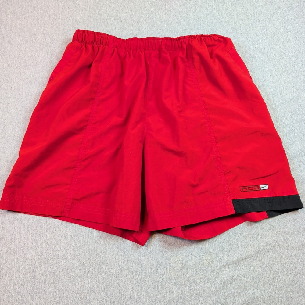Nike ACG Vintage Mens XL Red Mesh Lined Hiking Athletic Shorts Snap Pockets